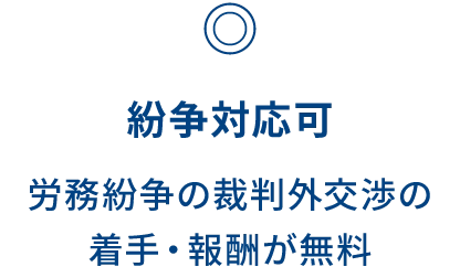 ◎ 紛争対応可 労務紛争の裁判外交渉の着手・報酬が無料