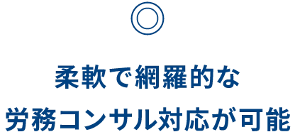 ◎ 柔軟で網羅的な労務応援コンサル対応が可能