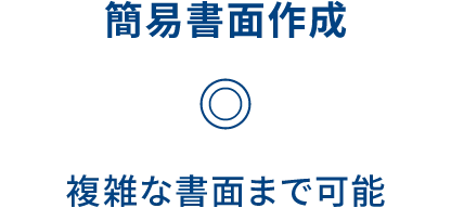 簡易書面作成 ◎ 複雑な書面まで可能