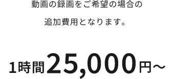 動画の録画をご希望の場合の 追加費用となります。 1時間25,000円～